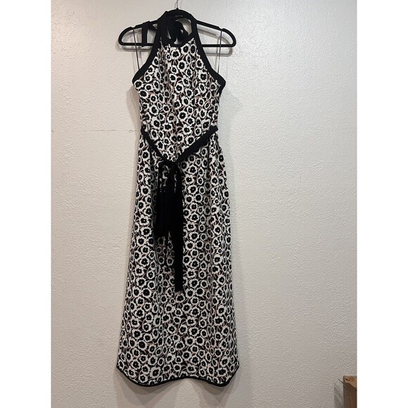 Women's Halter Tie Neck Neutral Poppy Sweaterknit Midi Dress - DVF XXL - Picture 3 of 6